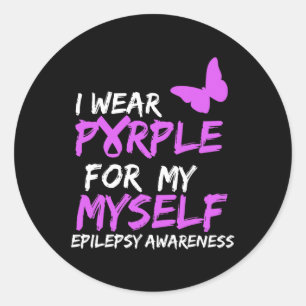 Adesivo Redondo Consciência da epilepsia Eu visto Roxo para mim me