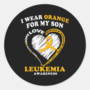 Adesivo Redondo Consciência da leucemia - Visto Laranja Para O Meu