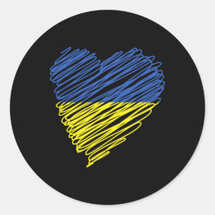 Adesivo Redondo Consciência de Unidade do Coração de Paz da Ucrâni