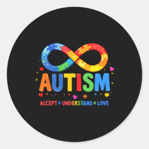 Adesivo Redondo Consciência do Autismo Aceitar Compreender Amor Ap