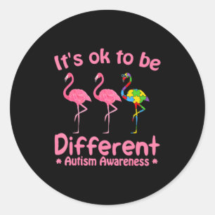 Adesivo Redondo Consciência do Autismo É Ok Ser Diferente Flamigo