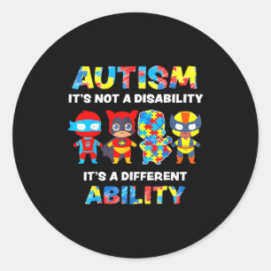 Adesivo Redondo Consciência do Autismo É Uma Habilidade Diferente