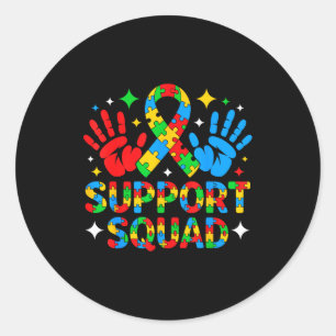 Adesivo Redondo Consciência do autismo equipe de apoio ao autismo
