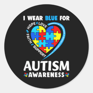 Adesivo Redondo Consciência do Autismo Eu Uso Azul Para a Consciên
