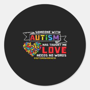 Adesivo Redondo Consciência do Autismo O Amor Não Precisa de Palav