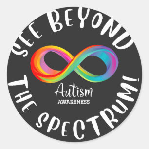 Adesivo Redondo Consciência do autismo - veja além do espectro