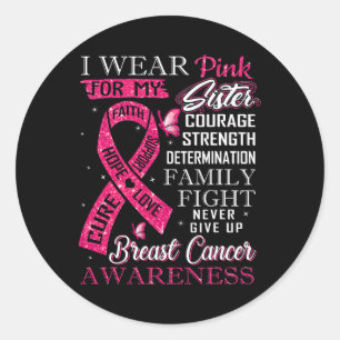 Adesivo Redondo Consciência Do Cancer De Mama Que Visto Rosa Pelo
