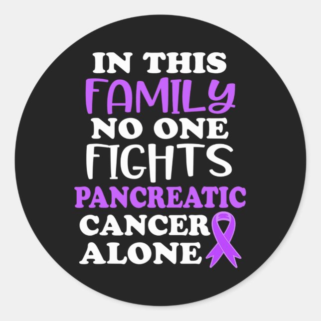 Adesivo Redondo Consciência do câncer de pâncreas nesta família Ro (Frente)