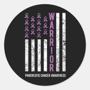 Adesivo Redondo Consciência do Câncer de pâncreas Roxo do Guerreir