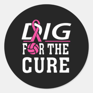 Adesivo Redondo Consciência do Cancer de Voleibol