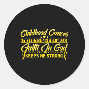 Adesivo Redondo Consciência do Cancer infantil Deus me mantém fort