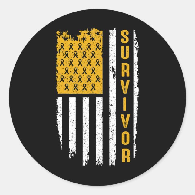 Adesivo Redondo Consciência do Cancer infantil Dourada para o meu  (Frente)