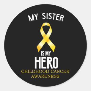 Adesivo Redondo Consciência do cancer infantil Minha Irmã é minha