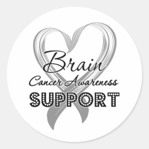 Adesivo Redondo Consciência do cancro cerebral do apoio