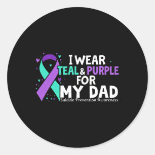 Adesivo Redondo Consciência Eu Visto Teal E Roxo Para Meu Pai Suic