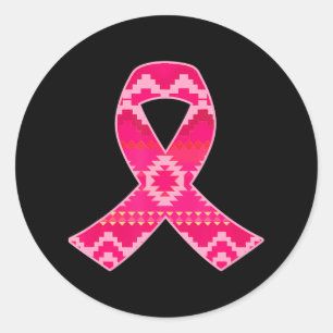 Adesivo Redondo Consciência Geométrica Rosa do Cancer da Mama Aste