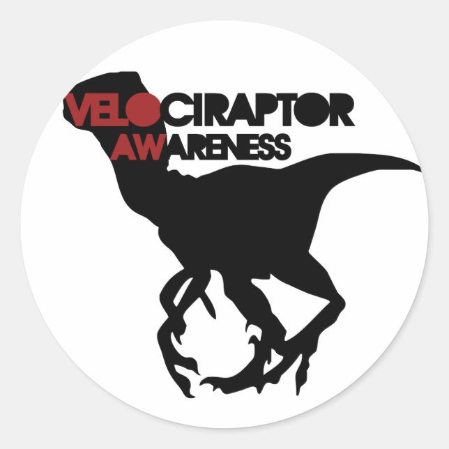 Adesivo Redondo consciência velociraptor (Frente)