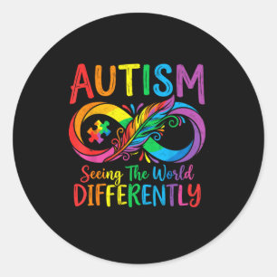 Adesivo Redondo Consciencialização autismo vendo o mundo de forma