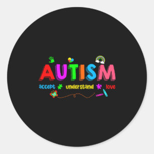 Adesivo Redondo Conscientização do autismo aceita professor homens