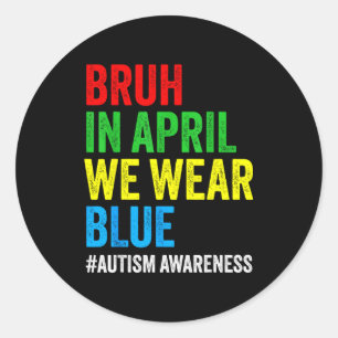 Adesivo Redondo Conscientização do autismo crianças meninos bruh e