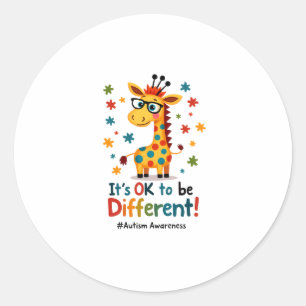 Adesivo Redondo Conscientização do Autismo Girafa Fofa Animal Está