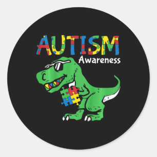 Adesivo Redondo Conscientização do Autismo Infantil Dino Autista M