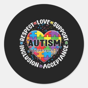 Adesivo Redondo Conscientização do Autismo Mulheres Homens Respeit
