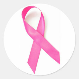 Adesivo Redondo Conscientização do Câncer de Mama Laço Rosa