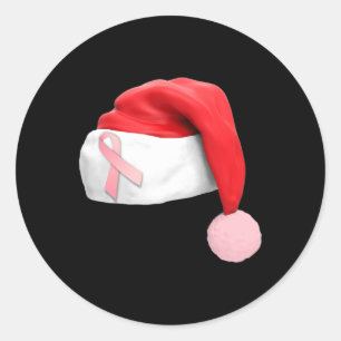Adesivo Redondo Conscientização do Cancer de Natal Hat