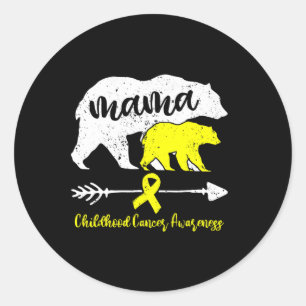 Adesivo Redondo Conscientização do Câncer Infantil Mama Bear Apoio