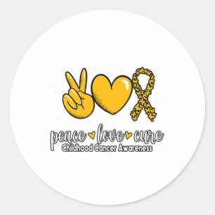 Adesivo Redondo Conscientização do Câncer Infantil Paz Amor Cura I