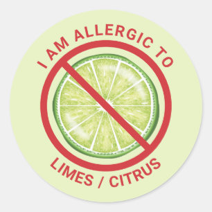 Adesivo Redondo Conscientização sobre Alergia Alimentar a Frutas d
