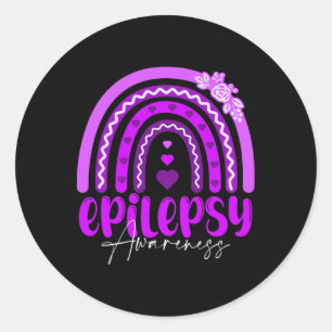 Adesivo Redondo Conscientização sobre Epilepsia-arco-íris Roxo .co