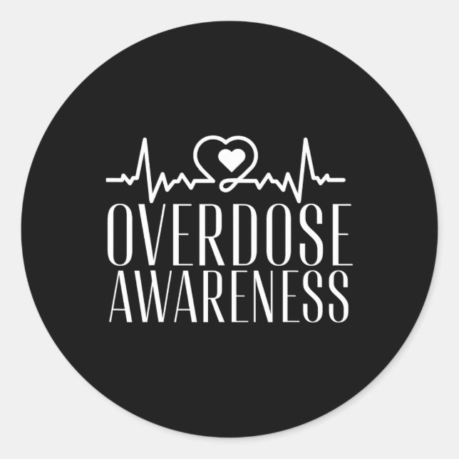 Adesivo Redondo Conscientização sobre overdose Roxo  (Frente)