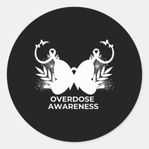 Adesivo Redondo Conscientização sobre overdose roxo 1