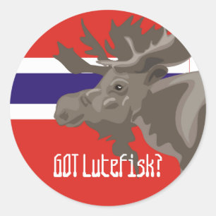 Adesivo Redondo Conseguiu Lutefisk Alce alce Divertido Norueguês