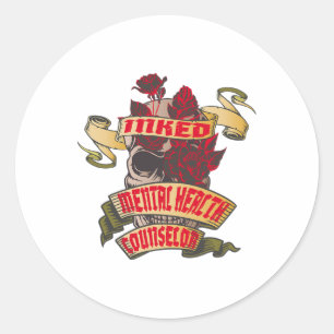 Adesivo Redondo Conselheiro De Saúde Tatuagem De Crânio Incluso E 