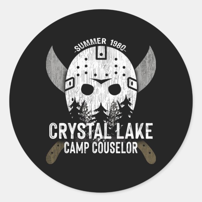Adesivo Redondo Conselheiro do Crystal Lake Camp Hockey com Ventil (Frente)