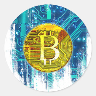 Adesivo Redondo Conselho Bitcurrency e Circuito Criptomoeda