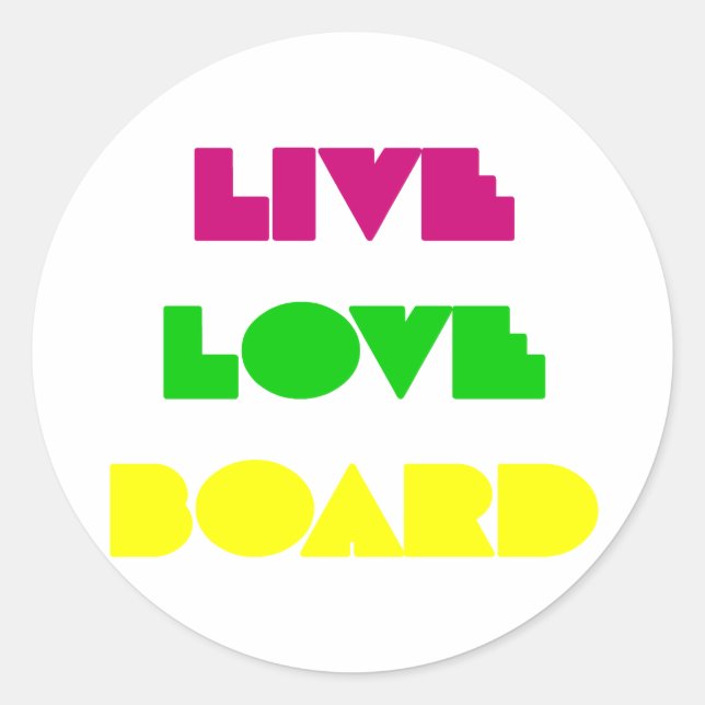 Adesivo Redondo Conselho BoardChick Live Love (Frente)