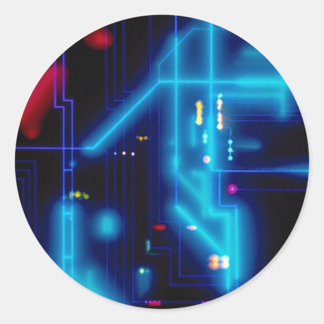 Adesivo Redondo Conselho de circuito gráfico brilhante (Frente)