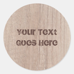 Adesivo Redondo Conselho de madeira marrom com aspecto Modelo