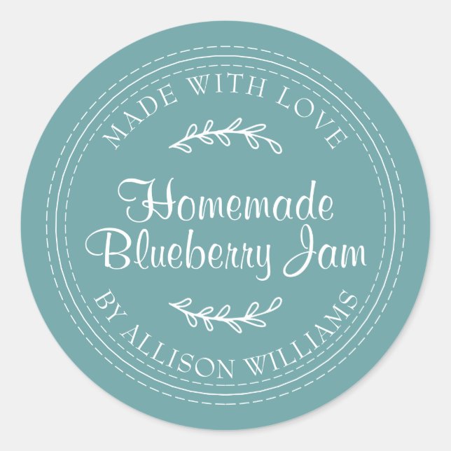 Adesivo Redondo Conservas de Geleia Caseira de Mirtilo Rústica Tur (Frente)