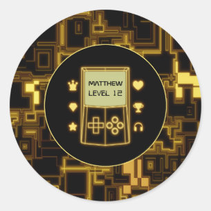 Adesivo Redondo Console de mão amarelo brilhante