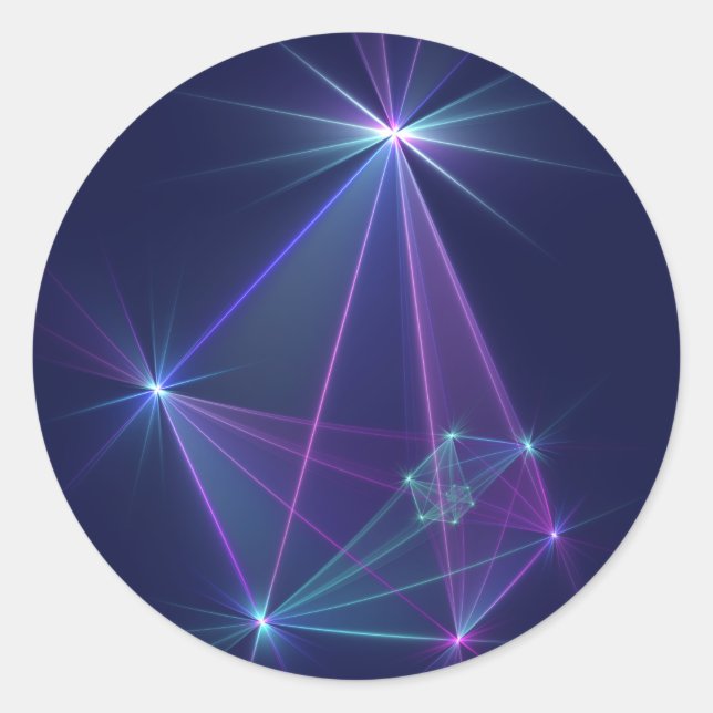 Adesivo Redondo Constelação, Arte Fractal Fantasia Abstrata (Frente)