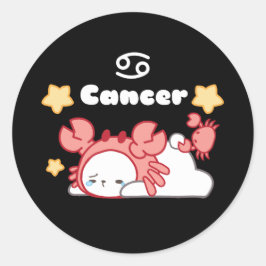 Adesivo Redondo Constelação de Cancer Cozy Bunny Whimsical & Crab