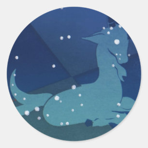 Adesivo Redondo Constelação de Capricórnio, Vintage Zodiac, Astrol