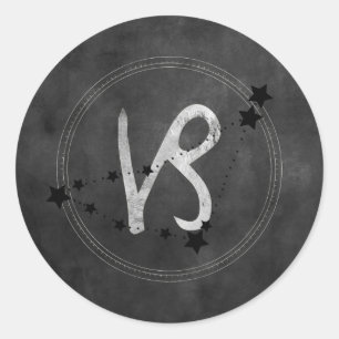 Adesivo Redondo Constelação de dieta zodioca de Capricórnio prata 