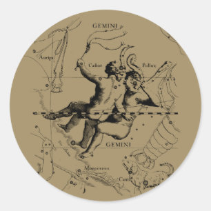 Adesivo Redondo Constelação de Gemini Zodiac Hevelius cerca de 1