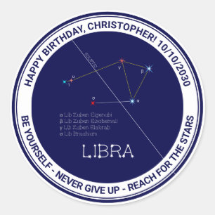Adesivo Redondo Constelação Zodiac Libra